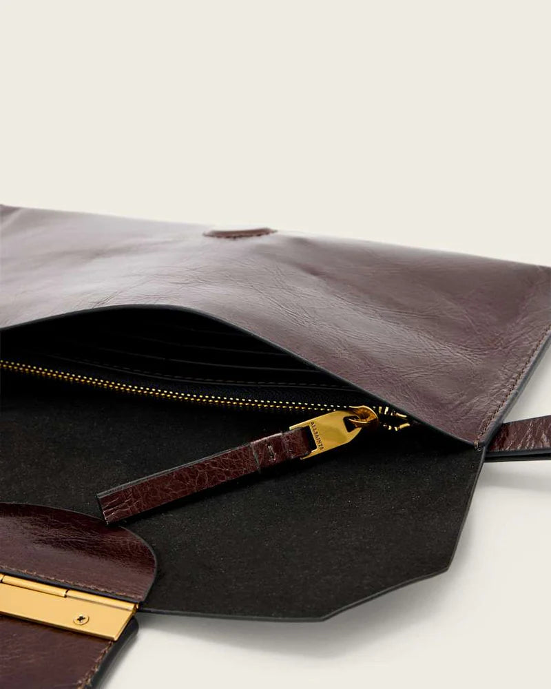 AllSaints Ursa Leather Coin Purse Women's Cognac Brown Women's