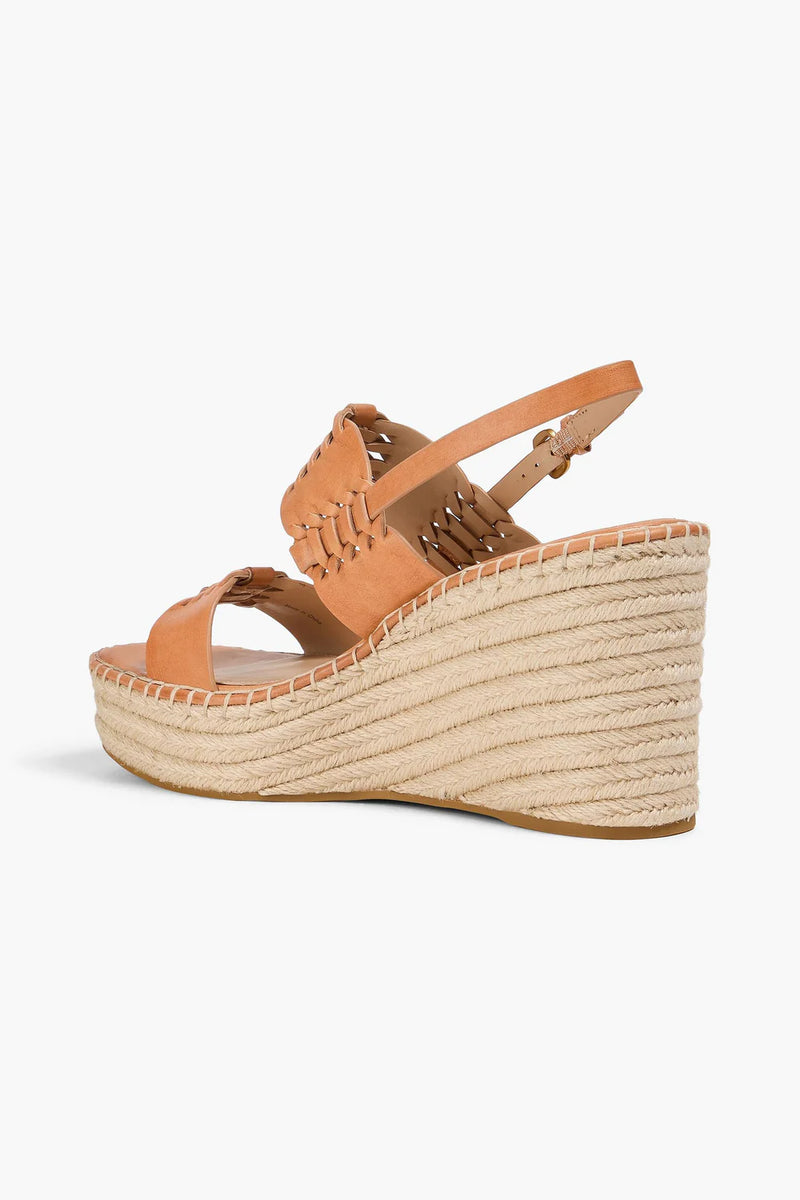 Veronica Beard Riya Leather Espadrille Wedge Sandals Light Brown Women's