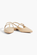 Vince. Leather Slingback Point-Toe Flats Beige Women's