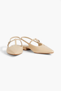 Vince. Leather Slingback Point-Toe Flats Beige Women's