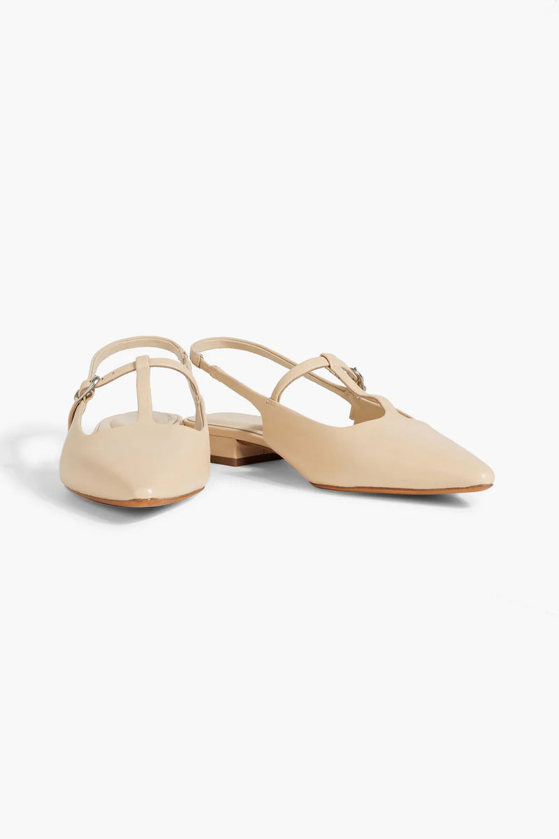 Vince. Leather Slingback Point-Toe Flats Beige Women's