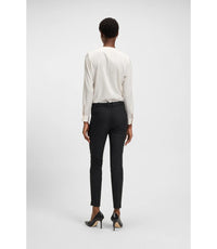 Boss Zipped Hem Slim Fit Trousers With Cropped Length Black Women's