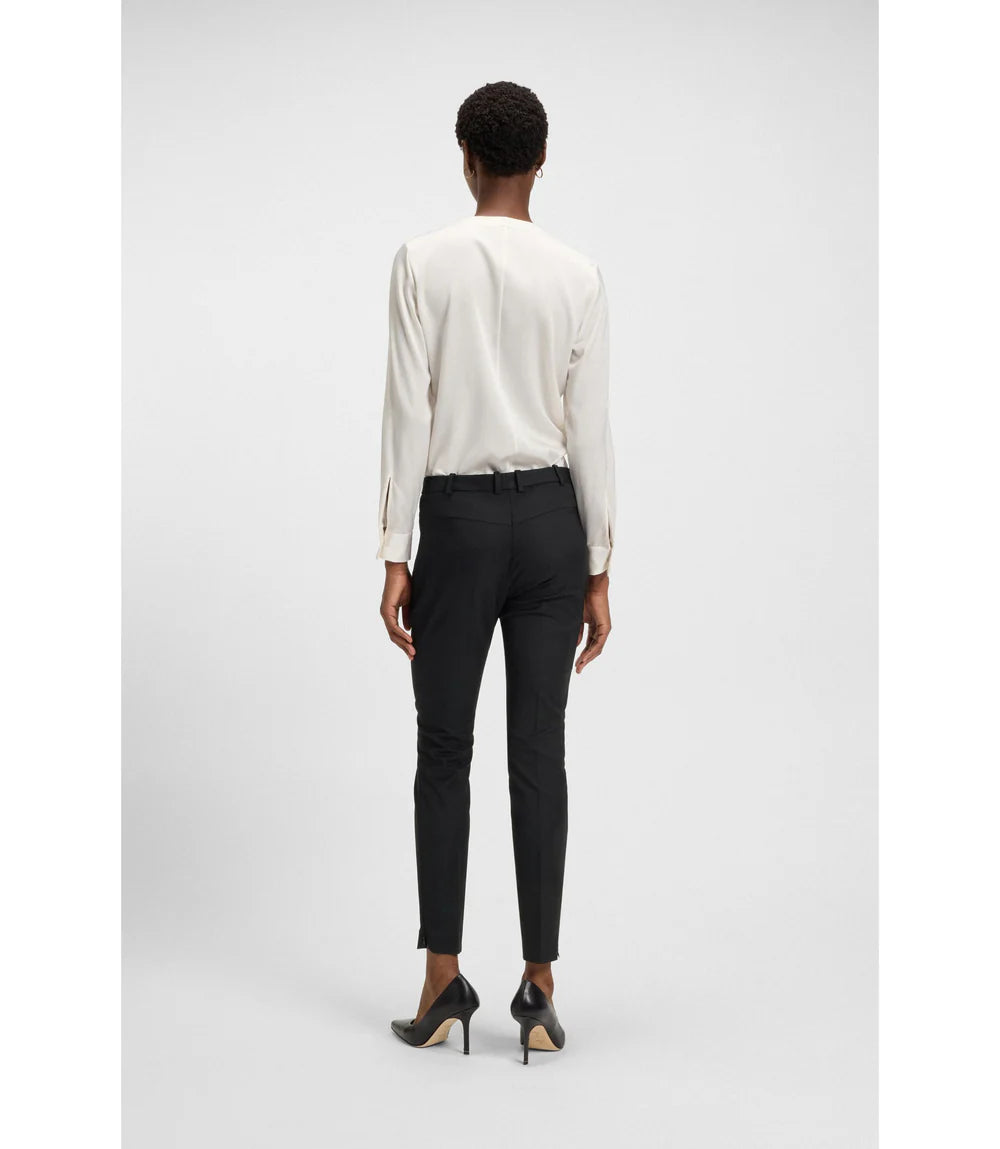Boss Zipped Hem Slim Fit Trousers With Cropped Length Black Women's