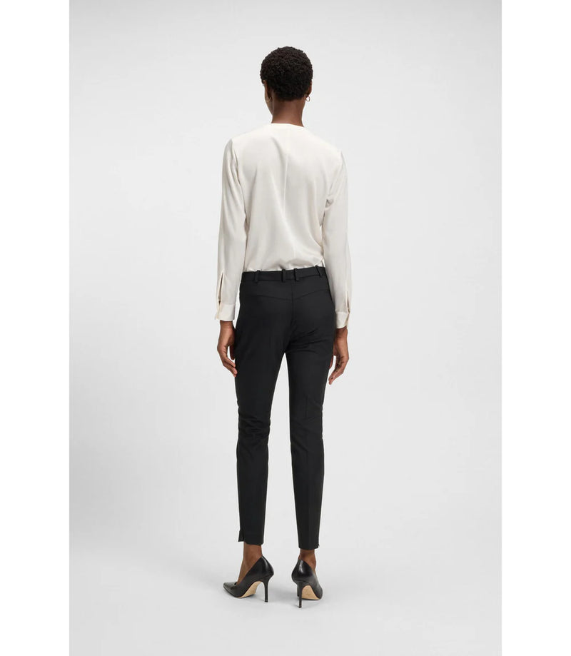Boss Zipped Hem Slim Fit Trousers With Cropped Length Black Women's