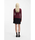 Hugo Stretch Jersey Top With Stacked Logo Print Dark Purple Women's