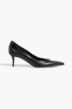 Valentino Garavani Vlogo Signature Leather Point-Toe Pumps Black Women's