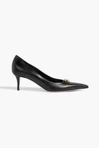 Valentino Garavani Vlogo Signature Leather Point-Toe Pumps Black Women's