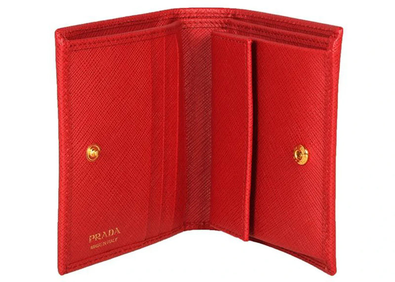 Prada Bifold Wallet (4 Card Slot) Saffiano Leather Red