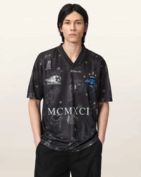 AllSaints Terra Oversized Short Sleeve Soccer Shirt Jet Black