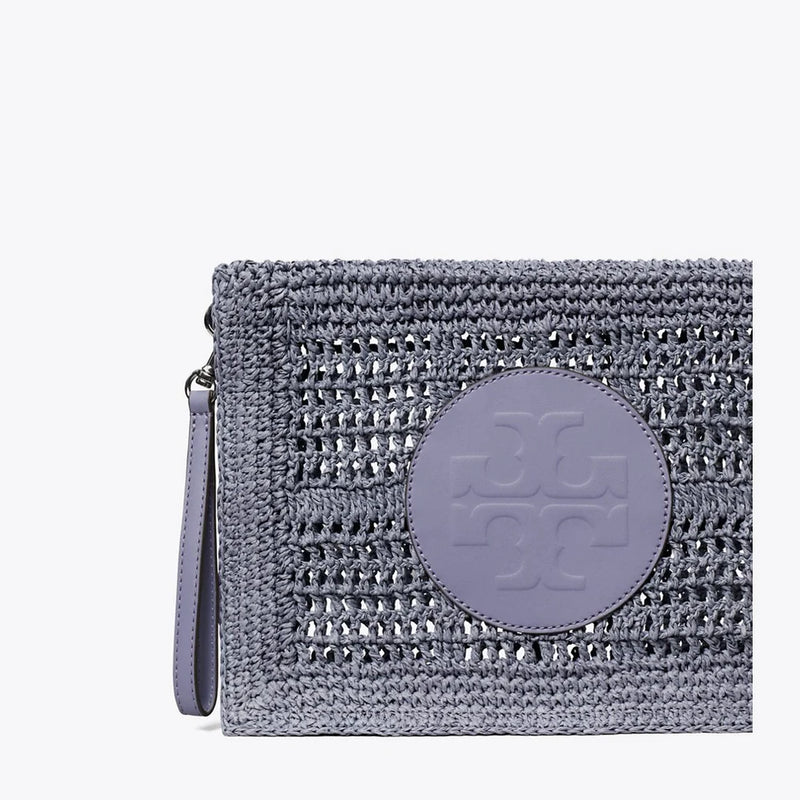 Tory Burch Ella Hand-Crocheted Pouch Gray