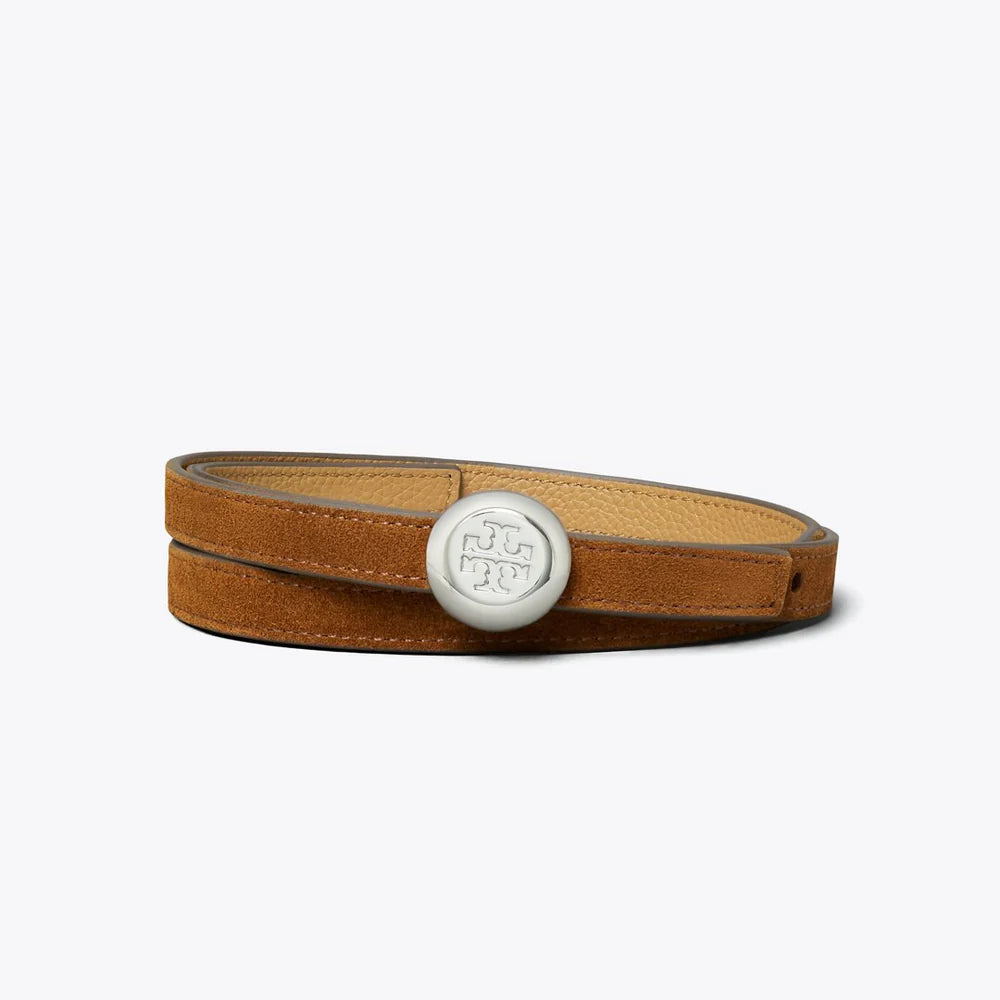 Tory Burch Romy Reversible Suede Belt Caramel / Tiramisu
