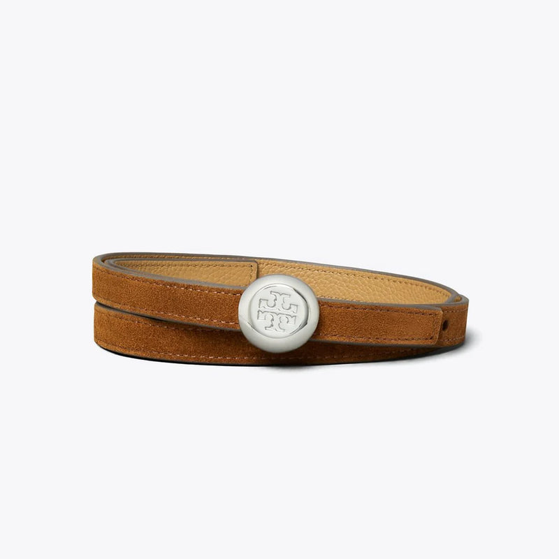 Tory Burch Romy Reversible Suede Belt Caramel / Tiramisu