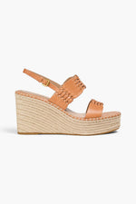 Veronica Beard Riya Leather Espadrille Wedge Sandals Light Brown Women's