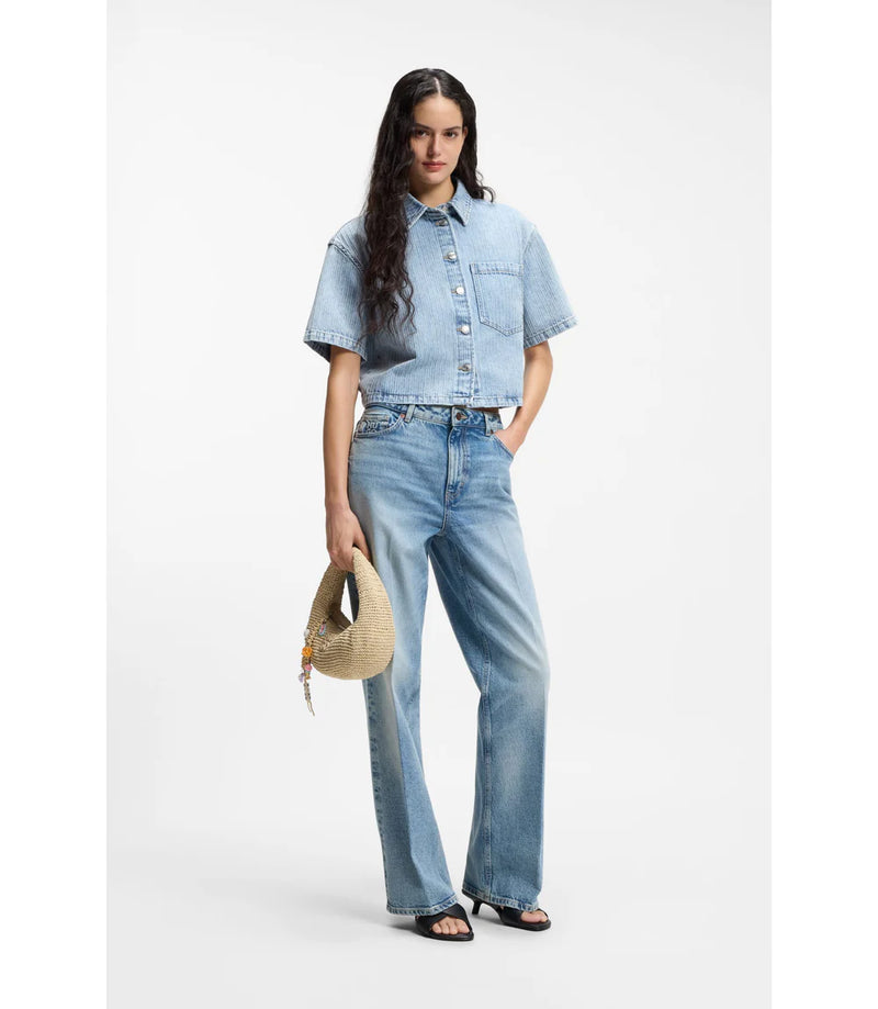 Hugo Wide Leg Jeans In Blue Stretch Denim Blue Women's