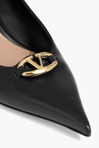 Valentino Garavani Vlogo Signature Leather Point-Toe Pumps Black Women's