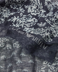 Emporio Armani Linen blend stole with a bandana print