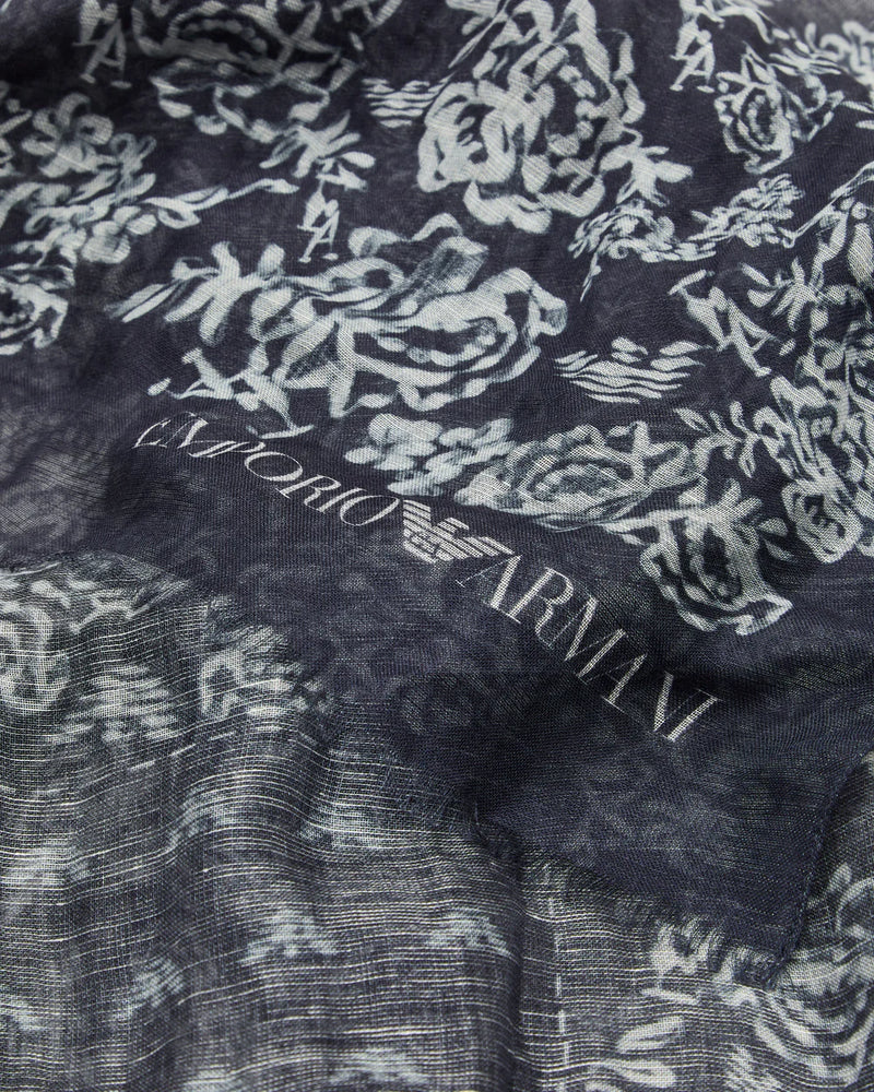 Emporio Armani Linen blend stole with a bandana print