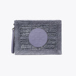 Tory Burch Ella Hand-Crocheted Pouch Gray