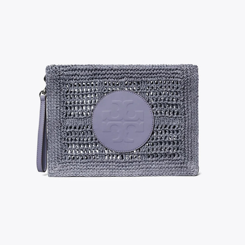 Tory Burch Ella Hand-Crocheted Pouch Gray