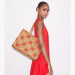Tory Burch T Monogram Woven Tote Natural