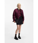 Hugo Stretch Jersey Top With Stacked Logo Print Dark Purple Women's