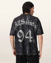 AllSaints Terra Oversized Short Sleeve Soccer Shirt Jet Black