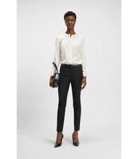 Boss Zipped Hem Slim Fit Trousers With Cropped Length Black Women's