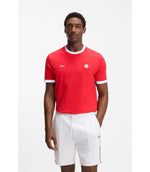 Boss Stretch Cotton T Shirt With Country Flag And Logo Canada Red