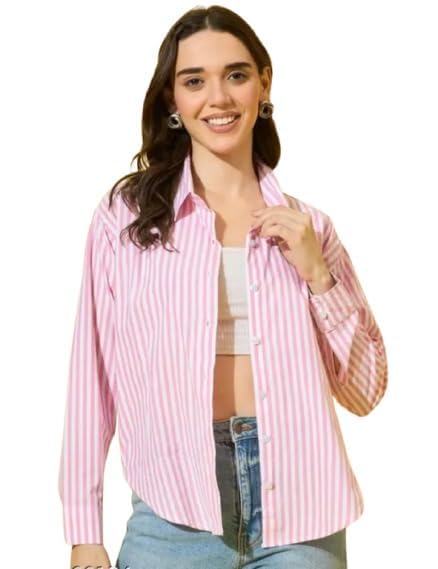Women’s Striped Shirt, Casual Button Down Shirt