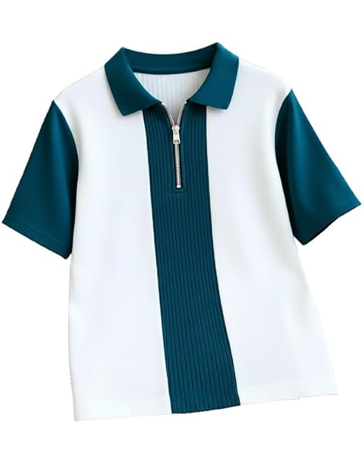 Men's Textured Vertical Striped Knit Polo T-Shirt