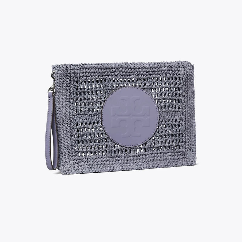 Tory Burch Ella Hand-Crocheted Pouch Gray