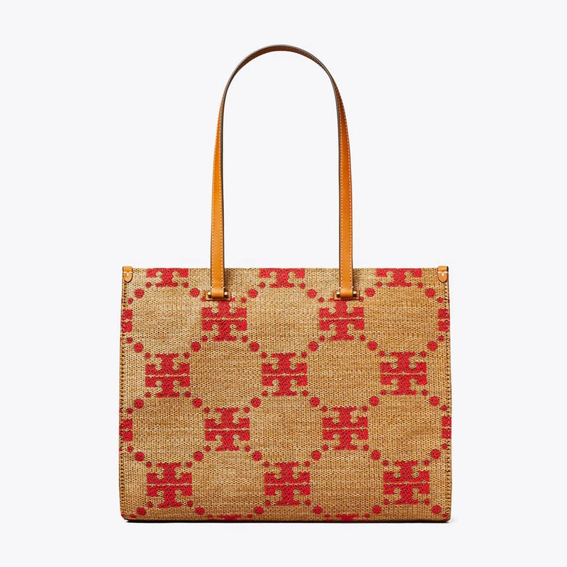 Tory Burch T Monogram Woven Tote Natural