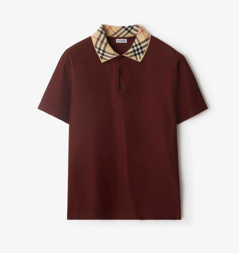 Burberry Check-Collar Cotton Polo Shirt