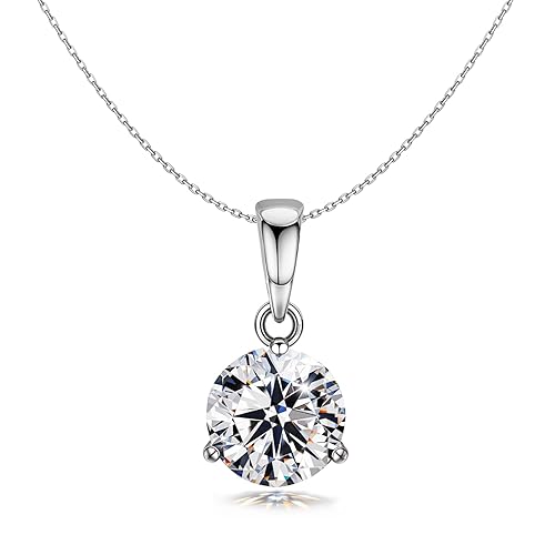 HighSpark 925 Silver Sparkling Martini Solitaire Pendant & Chain for Women
