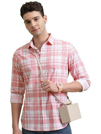 Highlander Men's Cotton Slim Fit Checks Shirt