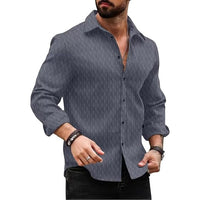 DEELMO Men's Regular Fit Button Down Dress Shirts Textured Long Sleeve Casual Hawaiian Shirt