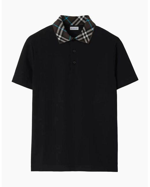 Burberry Check-Collar Cotton Polo Shirt