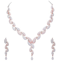 Ratnavali Jewels American Diamond CZ Rose Gold Plated Designer Jewellery Set/Necklace Set