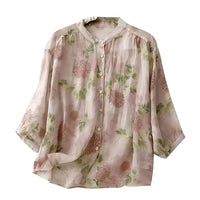 Gufrina Women’s Light Rose Floral Printed Button Down Shirt