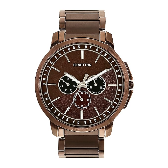 United Colors of Benetton Brown Round Dial Analog Watch for Men