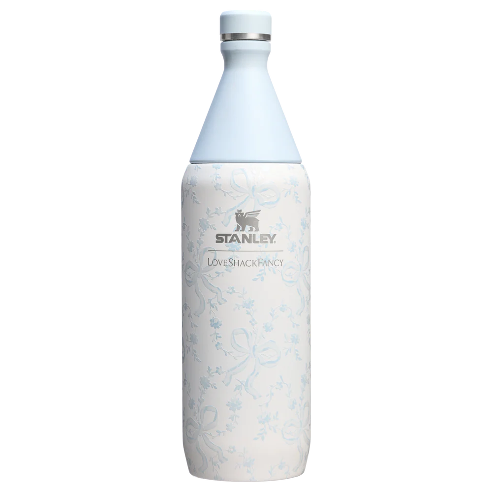Stanley 1913 x LoveShackFancy Holiday All Day Slim Bottle | 34 OZ Coquette Bow Winter Ice Coquette Bow Winter Ice