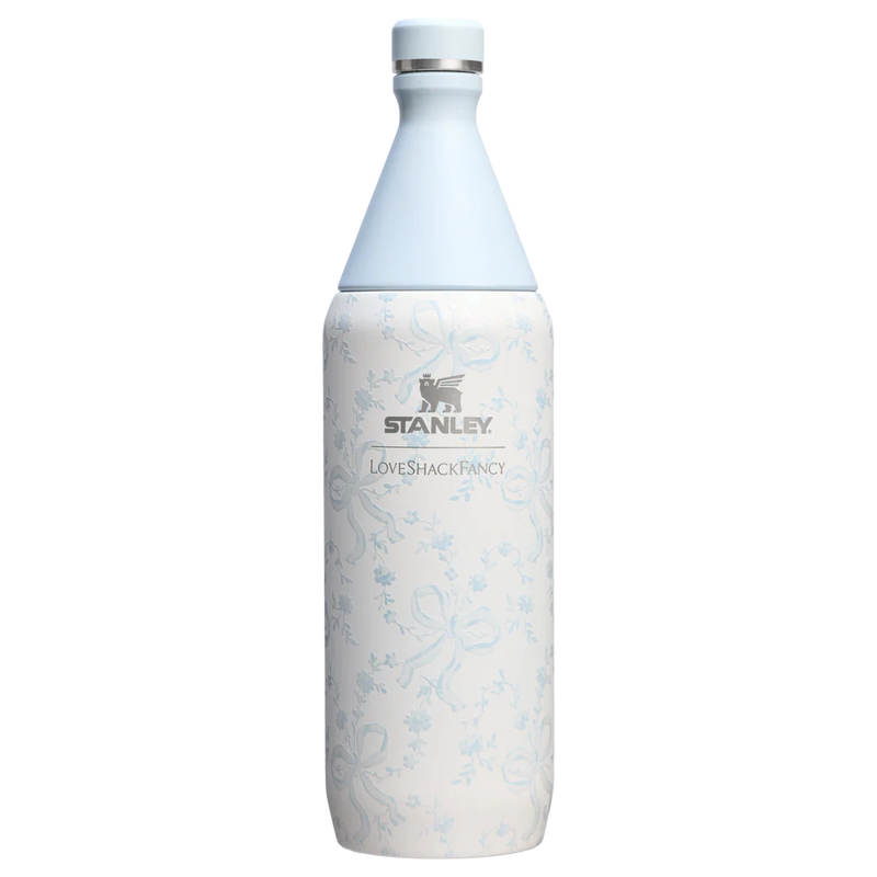 Stanley 1913 x LoveShackFancy Holiday All Day Slim Bottle | 34 OZ Coquette Bow Winter Ice Coquette Bow Winter Ice