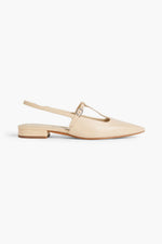 Vince. Leather Slingback Point-Toe Flats Beige Women's