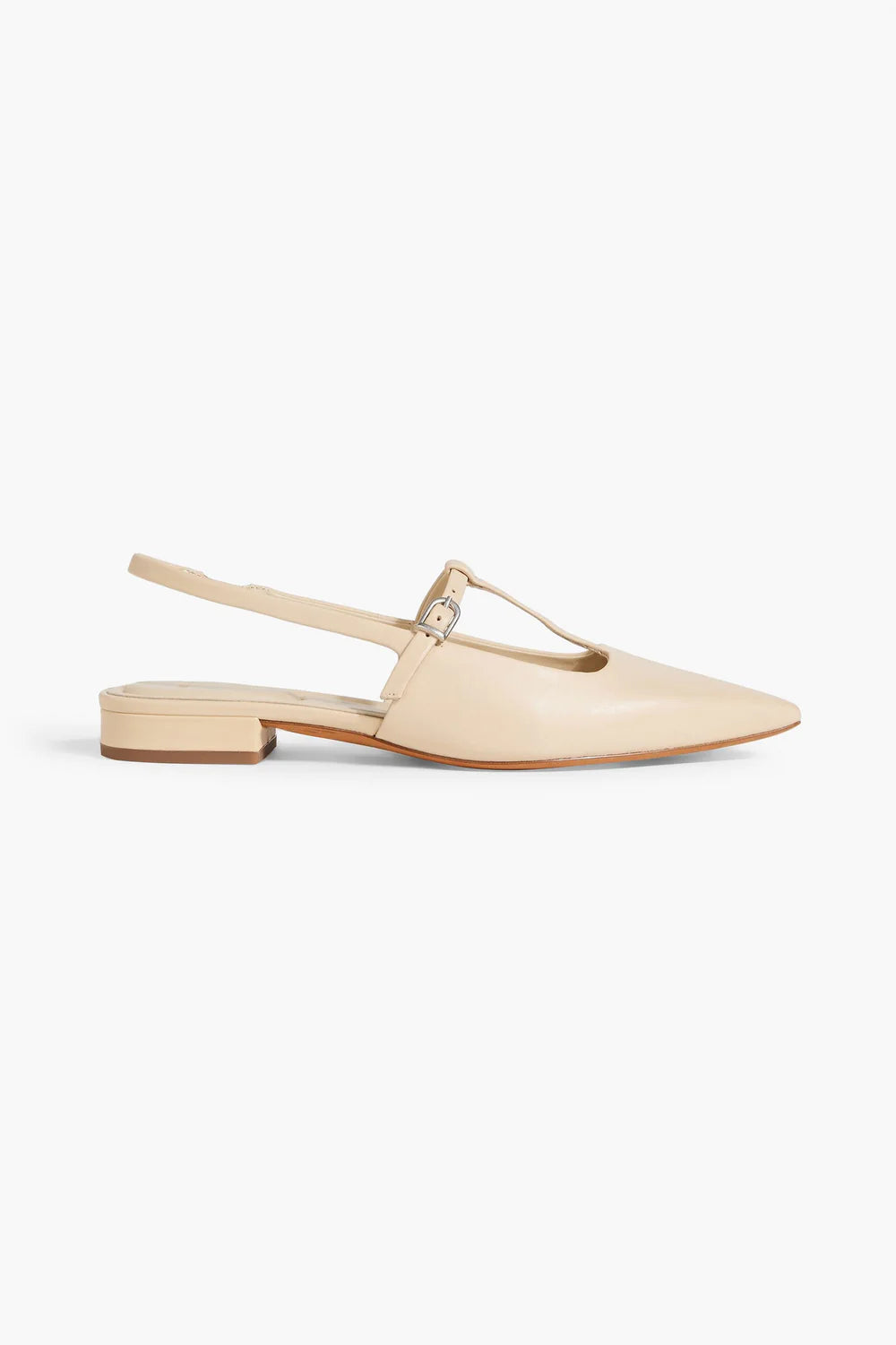 Vince. Leather Slingback Point-Toe Flats Beige Women's