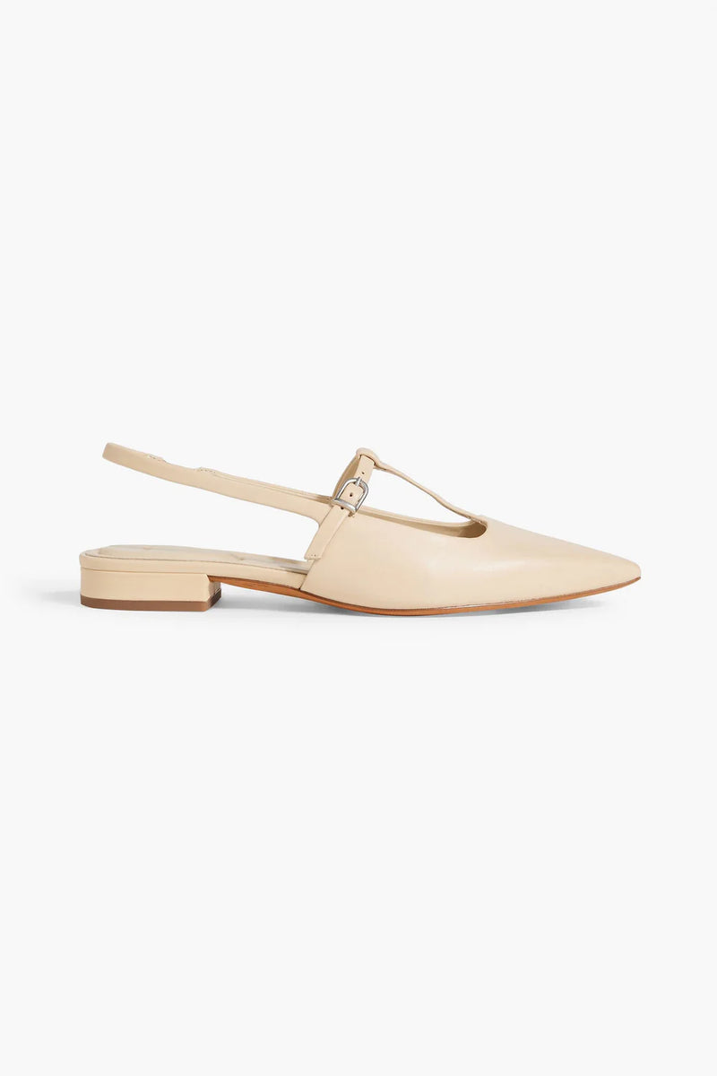 Vince. Leather Slingback Point-Toe Flats Beige Women's