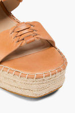 Veronica Beard Riya Leather Espadrille Wedge Sandals Light Brown Women's
