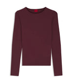 Hugo Stretch Jersey Top With Stacked Logo Print Dark Purple Women's