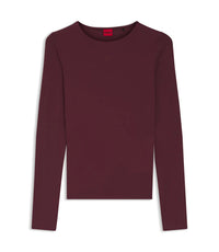 Hugo Stretch Jersey Top With Stacked Logo Print Dark Purple Women's