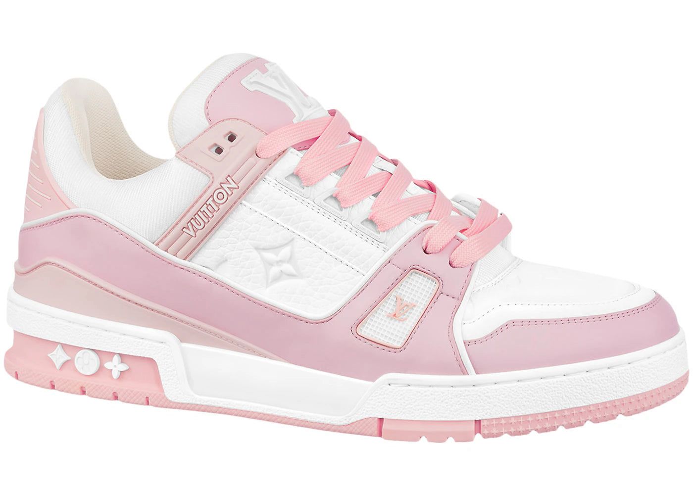 Vuitton White and Pink Leather Sneakers