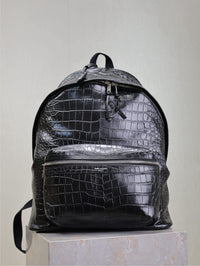City Backpack in Shiny Crocodile-Embossed Leather